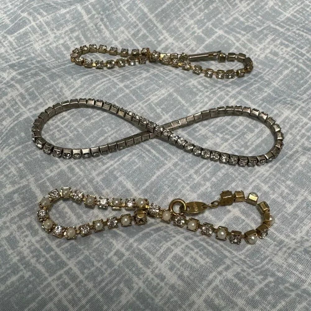 Vintage Rhinestone Tennis Bracelets Bundle of 3